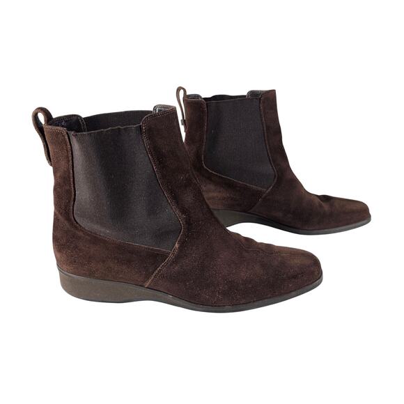 SALVATORE FERRAGAMO WOMEN’S SUEDE ANKLE BOOTS SIZE 6B - WEDGE HEEL VINTAGE ITALY - Picture 1 of 12